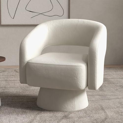 Swivel Barrel Chair, Set of 2 Velvet Accent Armchair 360 Degree Swivel Club Chair for Living Room Bedroom Reception Room, Beige