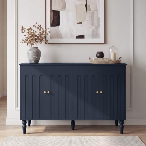 47” Arched Fluted Sideboard Buffet Cabinet with Storage, Blue, view 2