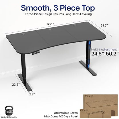 VIVO Black 63 x 32 in Standing Desk, DESK-KIT-2E1B, view 4
