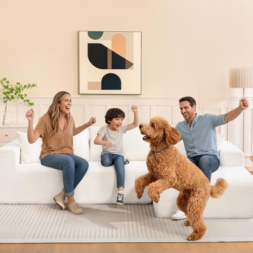 2025 New 108" Cloud Couch Sectional, Comfy Boneless Modular Sectional Sofa with L-Shaped Chaise, Deep Seat Couch for Living Room, No Assembly Required (Beige, Right Facing Chaise)