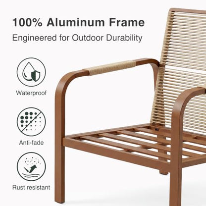 Aluminum Outdoor Patio Furniture Set,4-Piece Sectional Sofa with Coffee Table,Washable Thick Cushions,Modern Patio Conversation Set for Backyard,Garden,Porch,Balcony,Deck,Beige