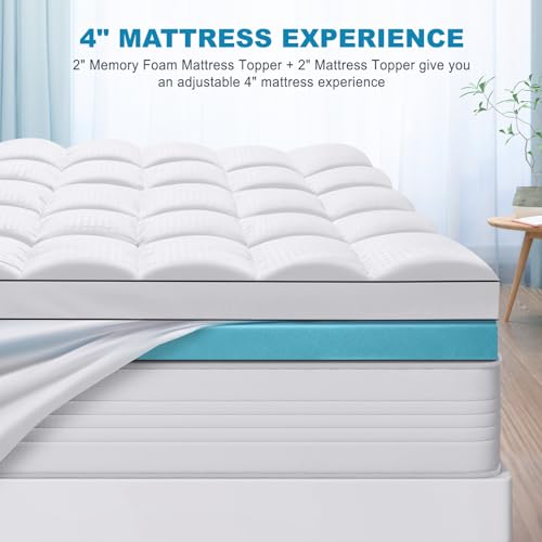 King Size Dual Layer 4 Inch Memory Foam Mattress Topper, view 7