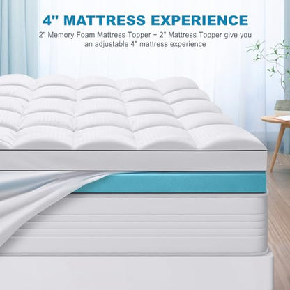 King Size Dual Layer 4 Inch Memory Foam Mattress Topper, view 7