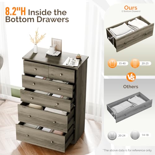 Tall Dresser, Rustic Grey Dresser 6 Drawer Chest of Drawers, view 4