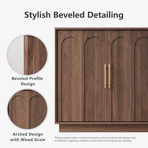 31.5" Sideboard Buffet Cabinet with Storage, Walnut, view 5