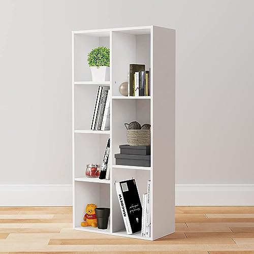 7 Cube Organizer Bookcase, Storage Shelf for Home and Office, Display Storage Organizer, Sturdy with Easy Assembly, 9.25"D x 19.49"W x 41.73"H, White