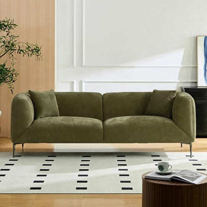 82.7" Modern Sofa with Metal Legs, Comfy Boucle Couch, Minimalist Curved Sofas, view 4