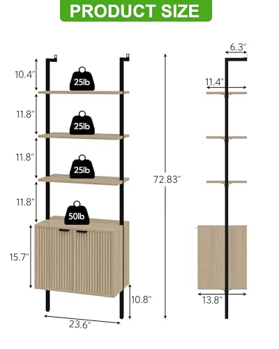 73" Tall Bookshelf with Cabinet, view 4