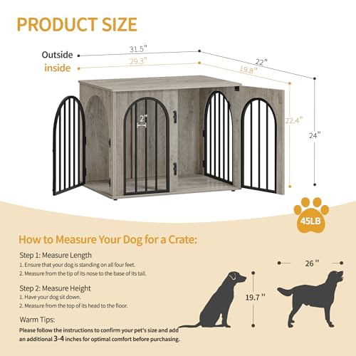 31.5'' Dog Crate Furniture,Dog Kennel Indoor for Small/Medium Dogs, view 3