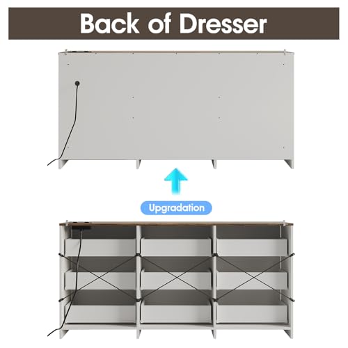 Dresser for Bedroom, 9 Drawer Wide Dresser Organizer with Charging Station, view 4