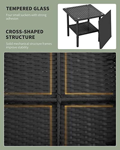 PayLessHere 3 Piece Furniture Patio Chairs Wicker Outdoor Rattan Conversation Bistro Set for Backyard Porch Poolside Lawn (Black)