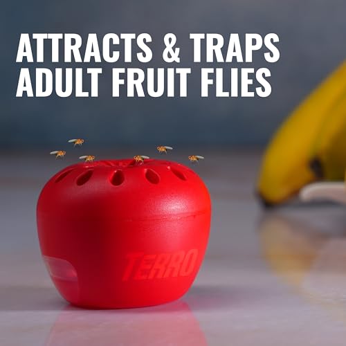 TERRO Fruit Fly Trap 4-Pack, 180 Day Lure Supply, Food-Based Lure, view 3