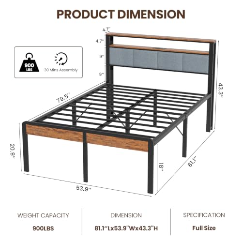 Full Bed Frame with 18-Inch Under-Bed Storage and RGB LED Lights, view 3