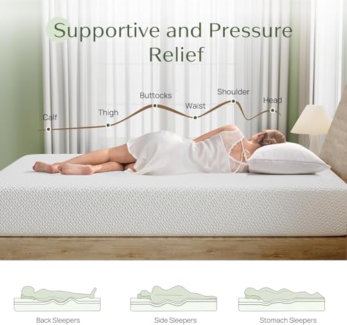Twin Size Mattress, 6 Inch Gel Memory Foam Mattress in a Box, Fiberglass Free, Breathable for Cooler Sleep Supportive & Pressure Relief, CertiPUR-US Certified, White