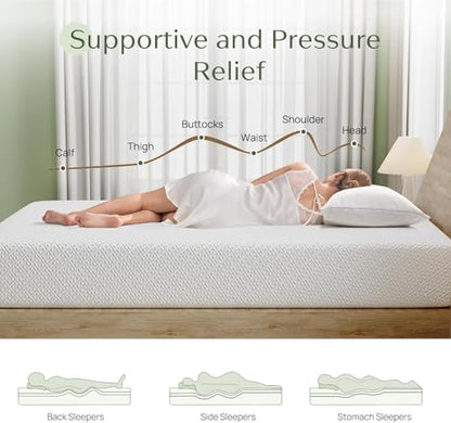 Twin Size Mattress, 6 Inch Gel Memory Foam Mattress in a Box, Fiberglass Free, Breathable for Cooler Sleep Supportive & Pressure Relief, CertiPUR-US Certified, White