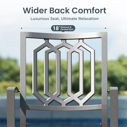Patio Dining Chairs Set of 2, Stackable&Wrought Iron | Black Stackable Wrought Iron Outside Dining Chairs, All Weather Heavy-Duty Furniture for Patio, Deck, Porch, Backyard