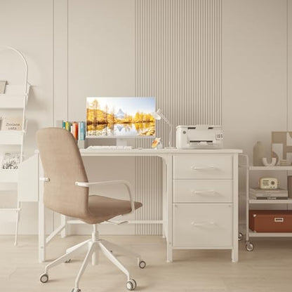 White Desk with File Drawers Cabinet, view 3