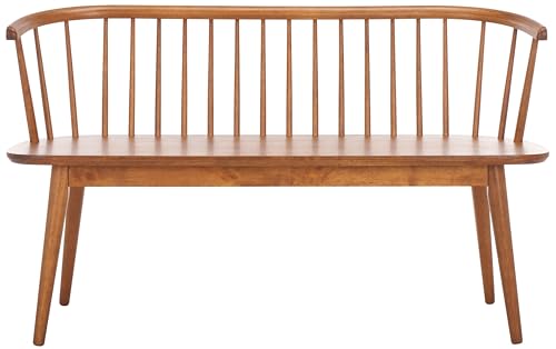 SAFAVIEH Furniture - Blanchard Spindle Bench - Honey - Solid Wood - Classic Windsor Design - Ideal for Entryway, Bedroom, Dining Room, 17.8" Seat Height (BCH8500H)