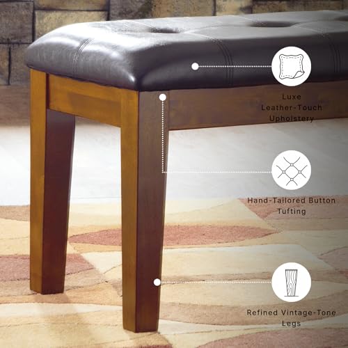Signature Design by Ashley Ralene Tufted Upholstered Dining Room Bench, Medium Brown