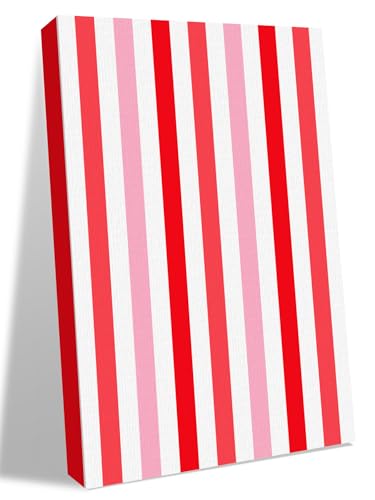 NuYeBiofx Modern Red Pink Stripe Canvas Wall Art Prints,40"x28" Framed Picture Artwork Abstract Minimalist Line Printed Canvas Oil Painting for Living Room Bedroom Office,Ready to Hang
