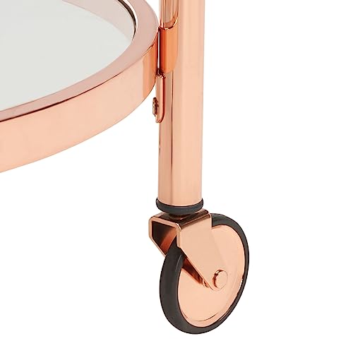Safavieh Home Collection Sienna Rose Gold/Black Nickel Trim Handle/Tempered Glass 2-Tier Round Bar Cart