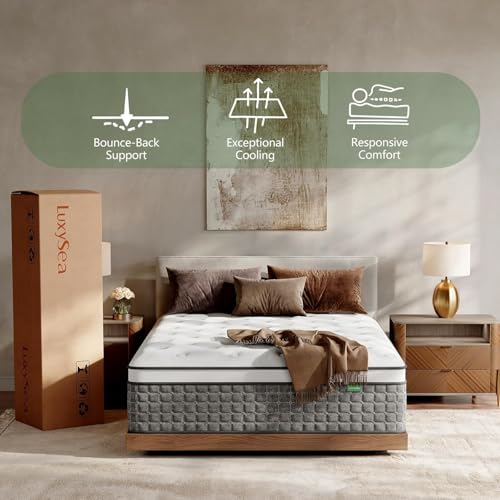 King Size Mattress, Medium Firm 12 Inch Hybrid Mattress King Size in a Box, view 7