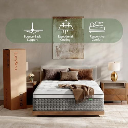 King Size Mattress, Medium Firm 12 Inch Hybrid Mattress King Size in a Box, view 7