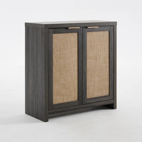 Home Rattan Sideboard Cabinet with Storage, Black Oak, view 8