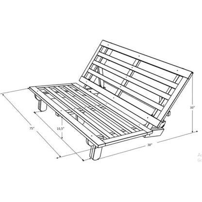 Carson 75" Traditional Full-Size Wood Futon Frame, Solid Pine Construction, view 3