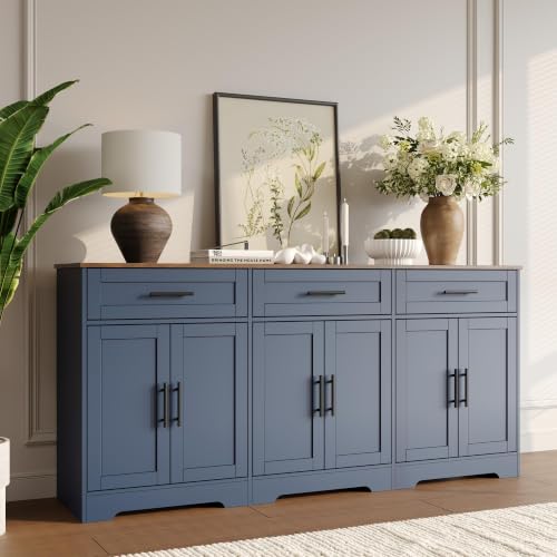 71” Large Sideboard Buffet Cabinet with Storage, Navy Blue, view 6