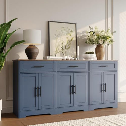 71” Large Sideboard Buffet Cabinet with Storage, Navy Blue, view 6