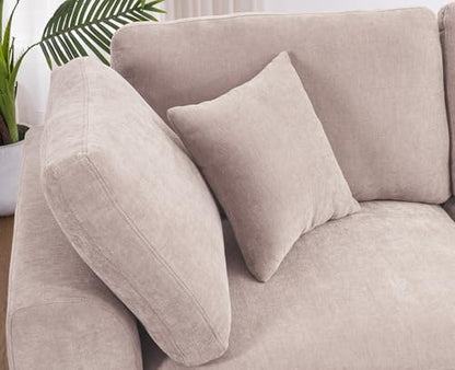 Oversized Modular Sectional Sofa Couch, Large 7 Seater Corner Sofa Modern U Shaped Sectional Couch with Ottoman Cloud Couches for Living Room, Office, Spacious Space, Beige - Chenille