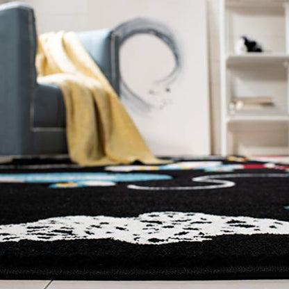 SAFAVIEH Carousel Kids Collection Accent Rug - 2' x 3', Black & Ivory, Non-Shedding & Easy Care, Ideal for High Traffic Areas for Boys & Girls in Playroom, Nursery, Bedroom (CRK167Z)