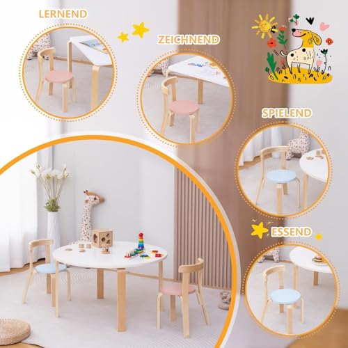 Swegrow Wooden Kids Chair, Toddler Chair for Table, Kids Stackable Chairs, Kid Wooden Furniture for Family/Playroom/Classroom（Set of 2-Color）
