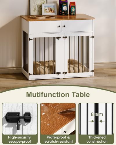 41" Dog Crate Furniture, Heavy Duty Dog Cage with Removable Divider, view 7