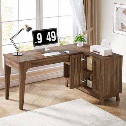 Tribesigns 57-Inch L-Shaped Desk, Office Computer Desk with Storage, view 4
