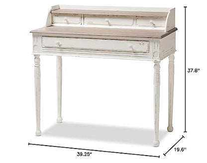 Anjou Traditional French Accent Writing Desk, White, view 4