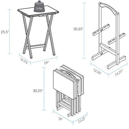 5 Piece Tray Table Set, Espresso