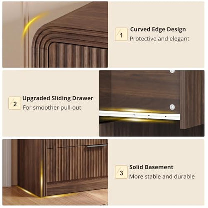 Fluted 6-Drawer Dresser Modern Wood Chest Organizer with Anti-Tip, view 5