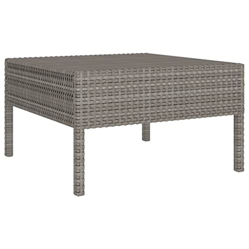 9 Piece Modular Outdoor Sectional Sofa Set, Grey PE Rattan Patio Conversation Furniture Set with Table and Anthracite Cushions for Backyard Garden Porch