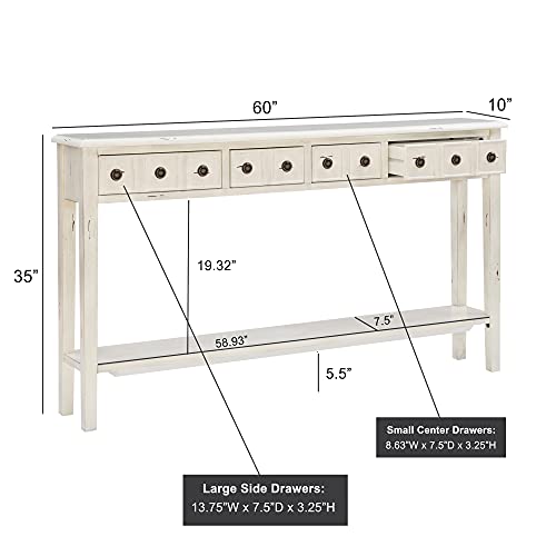 Powell Furniture Sadie Cream Long Storage Console Table, Multicolor