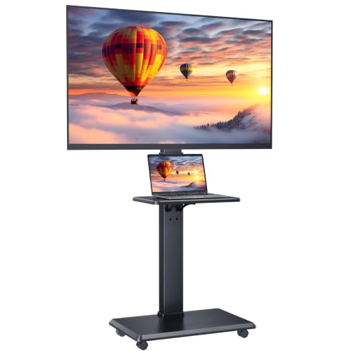 Rolling TV Stand, Mobile TV Cart for 32-75 Inch TVs up to 110 lbs, view 2