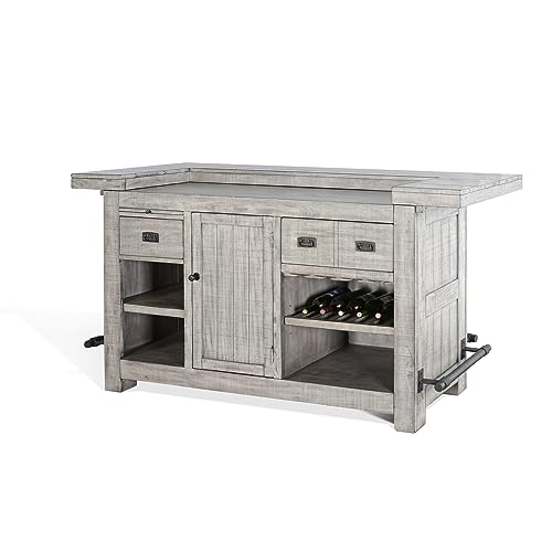 Sunny Designs Alpine 42" Traditional Mahogany Wood Home Bar in Alpine Gray