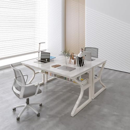 47.3-Inch Writing Desk with Storage Shelf, Warm White, view 8