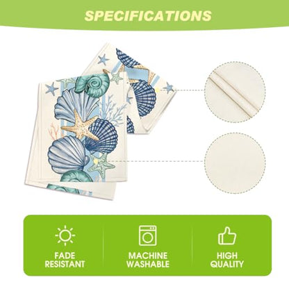 Sea Shell Starfish Summer Table Runner,Spring Ocean Kitchen Dining Table Decoration for Home Party Decor 13x72 Inch