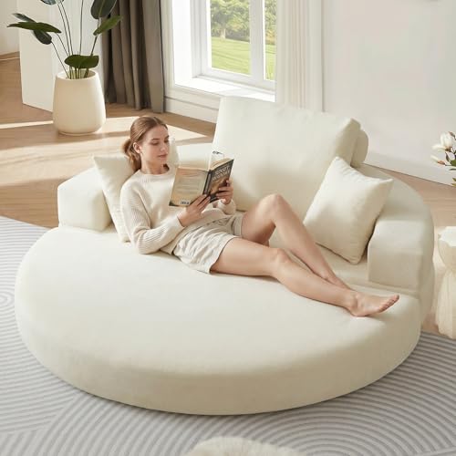 79" Foldable 2-in-1 Oversized Round Chaise Lounge, view 2