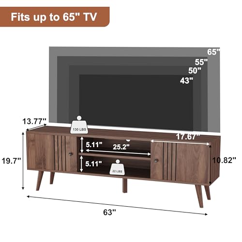 TV Stand for 65/60/55 Inches, Mid-Century Modern TV Stand with Storage, view 3