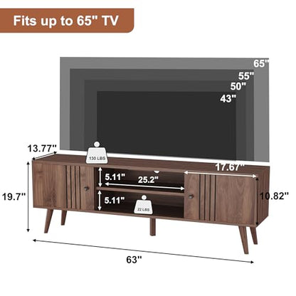 TV Stand for 65/60/55 Inches, Mid-Century Modern TV Stand with Storage, view 3