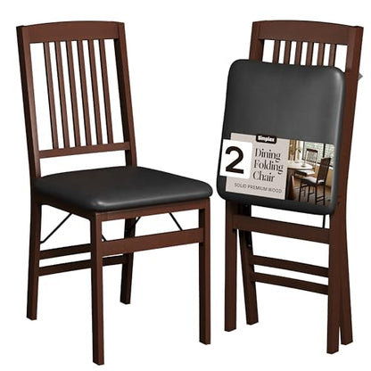 Folding Wood Dining Chairs, Padded, No Assembly, 2 Pack, view 3