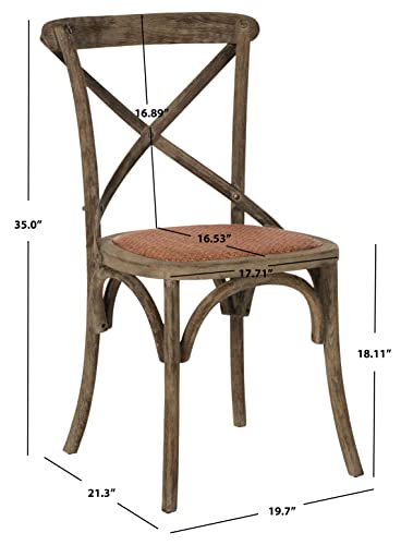 SAFAVIEH Furniture - Franklin X-Back Side Chair Set of 2 - 18.1" Seat Height - Weathered Grey - Rattan - Farmhouse X-Back Design - Ideal for Dining Room, Kitchen - Fully Assembled (AMH9500D-SET2)